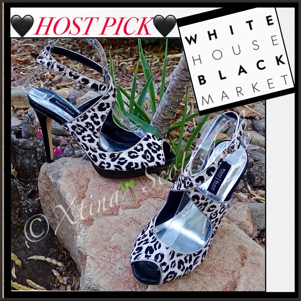 WHITE HOUSE/BLACK MARKET White Leopard Print Heels